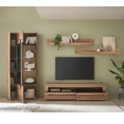 Wohnen Wohnwände<Wohnzimmer TV-Möbel-Set in Eiche - Brocus (vierteilig)