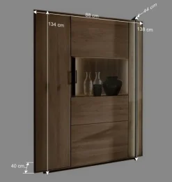 Wohnen Schränke<Wohnzimmer Vitrine aus Asteiche mit Metall - Clenza I