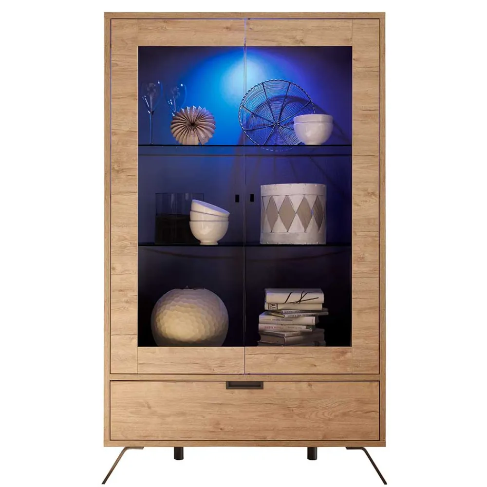 Wohnen Vitrinen<Wohnzimmer Vitrine im Eiche Dekor - Rodonda