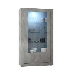 Wohnen Vitrinen<Wohnzimmer Vitrine in Beton Optik - Vareika