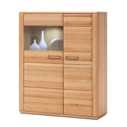 Wohnen Highboards|Vitrinen<Wohnzimmer Vitrinenschrank Athias aus Kernbuche