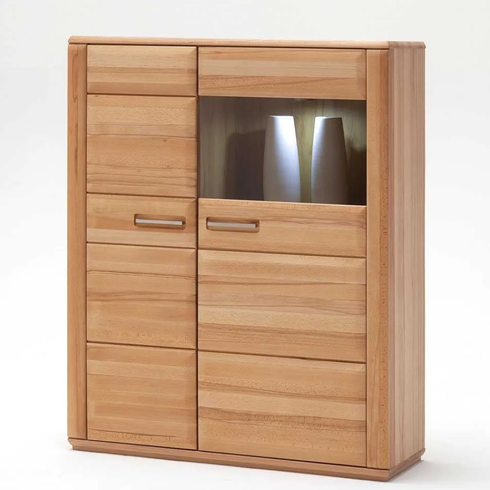 Wohnen Highboards|Vitrinen<Wohnzimmer Vitrinenschrank Athias aus Kernbuche
