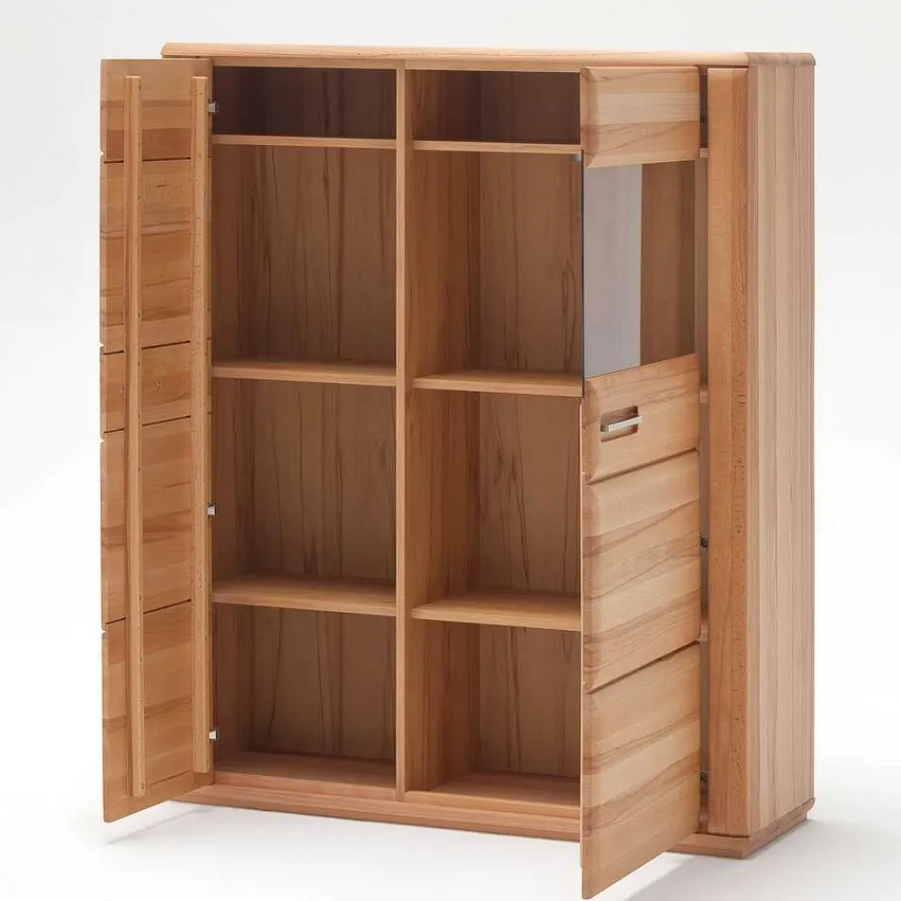 Wohnen Highboards|Vitrinen<Wohnzimmer Vitrinenschrank Athias aus Kernbuche