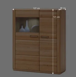 Wohnen Highboards|Vitrinen<Wohnzimmer Vitrinenschrank Athias aus Kernbuche