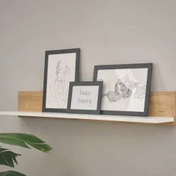Wohnen Regale<Wohnzimmer Wandboard in Weiß & Wildeiche NB - Nonessia