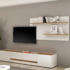 Wohnen Wohnwände<Wohnzimmer Wandregal & TV Board - Nonessia (zweiteilig)