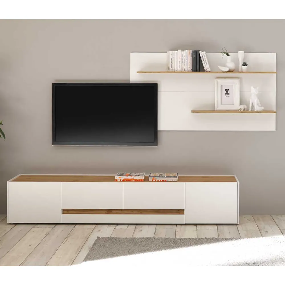 Wohnen Wohnwände<Wohnzimmer Wandregal & TV Board - Nonessia (zweiteilig)