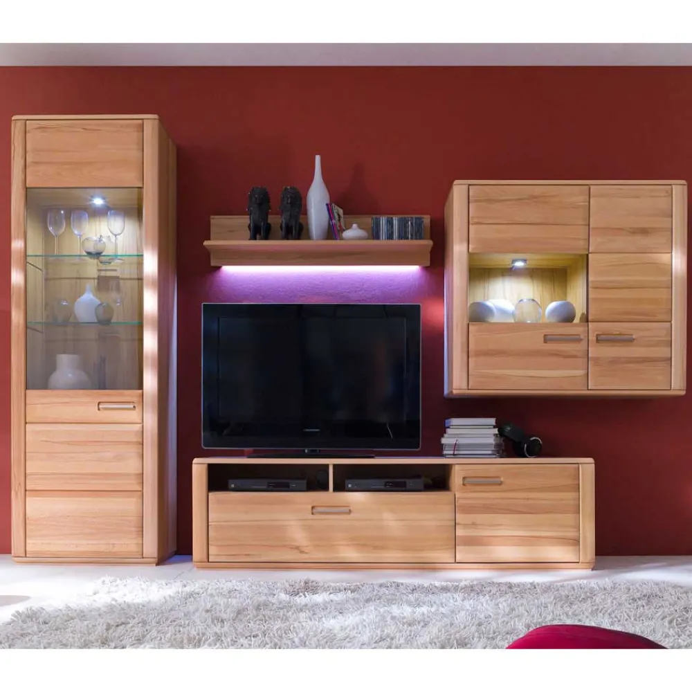 Wohnen Wohnwände<Wohnzimmer Wohnwand Athias aus Kernbuche (vierteilig)