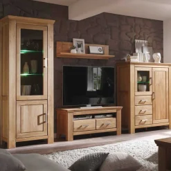Wohnen Wohnwände<Wohnzimmer Wohnwand Ladressa aus Wildeiche geölt und gewachst (vierteilig)