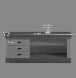 Wohnen Wohnwände<Wohnzimmer Wohnwand Mirandesca in Weiß Grau teilmassiv (dreiteilig)