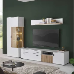 Wohnen Wohnwände<Wohnzimmer Wohnwand Set zweifarbig - Nenaloro (dreiteilig)