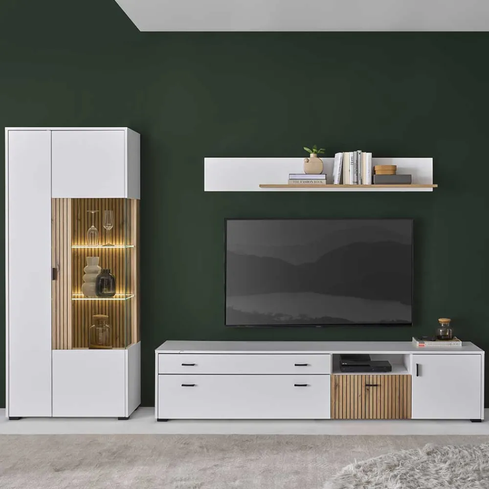 Wohnen Wohnwände<Wohnzimmer Wohnwand Set zweifarbig - Nenaloro (dreiteilig)