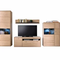 Wohnen Wohnwände<Wohnzimmer Wohnwand Vernella aus Massivholz (vierteilig)