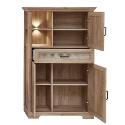 Wohnen Highboards<Wohnzimmerschrank in Eiche Optik mit LED - Barack