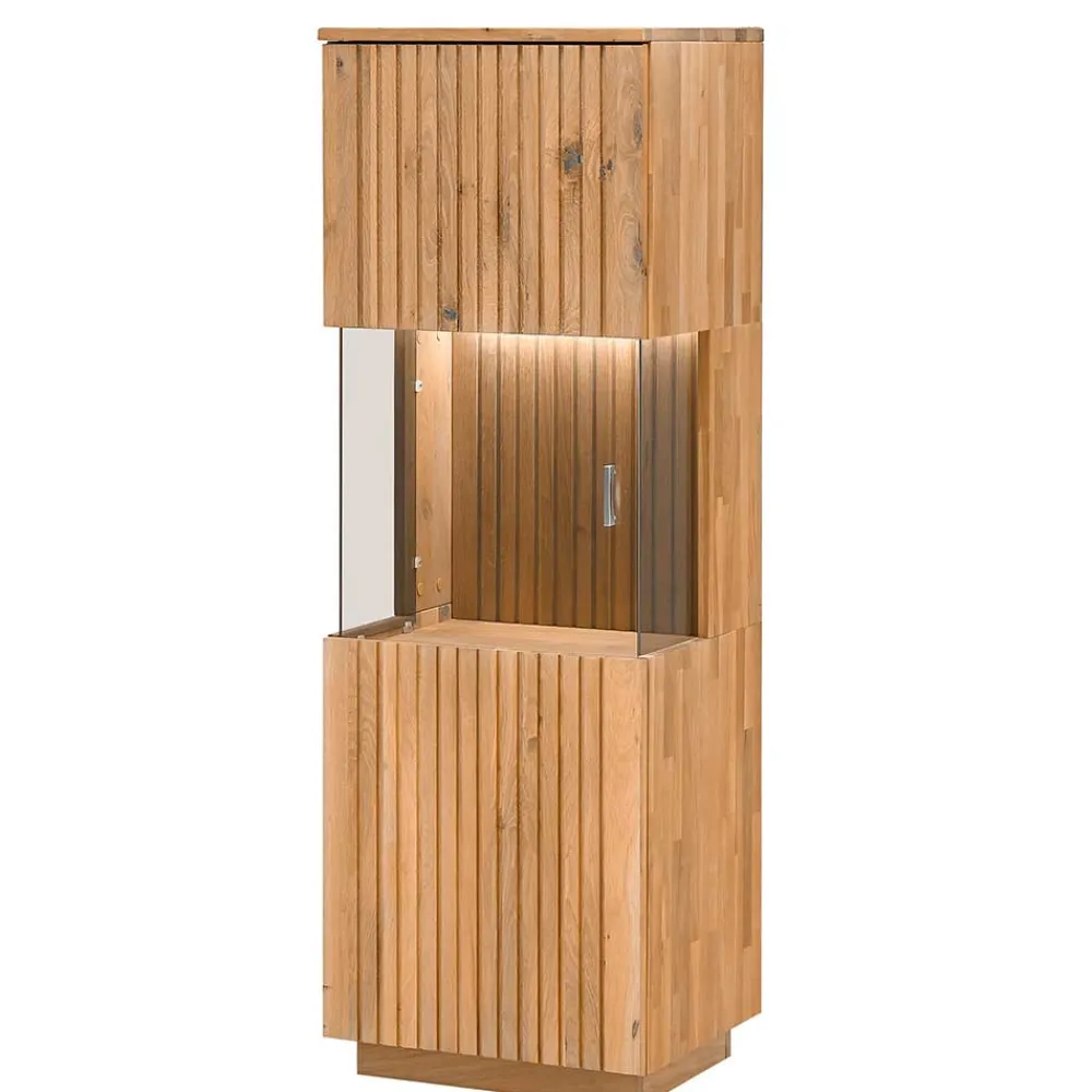 Wohnen Vitrinen<Wohnzimmerschrank in Wildeiche Bianco mit Glas - Nelsons