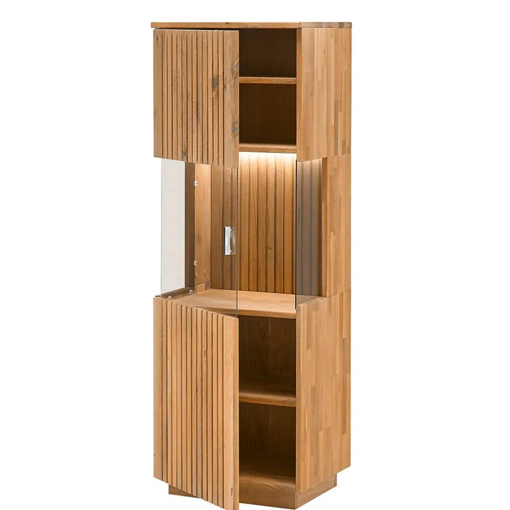 Wohnen Vitrinen<Wohnzimmerschrank in Wildeiche Bianco mit Glas - Nelsons