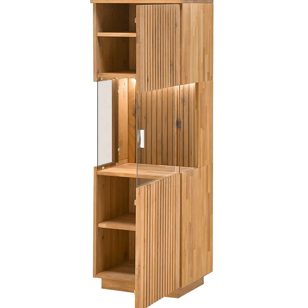 Wohnen Vitrinen<Wohnzimmerschrank in Wildeiche Bianco mit Glas - Nelsons