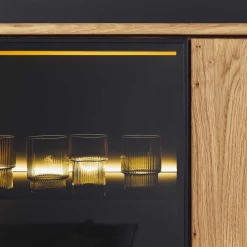 Wohnen Schränke<Wohnzimmerschrank mit Glas Einsatz - 100x186x38 - Flacona