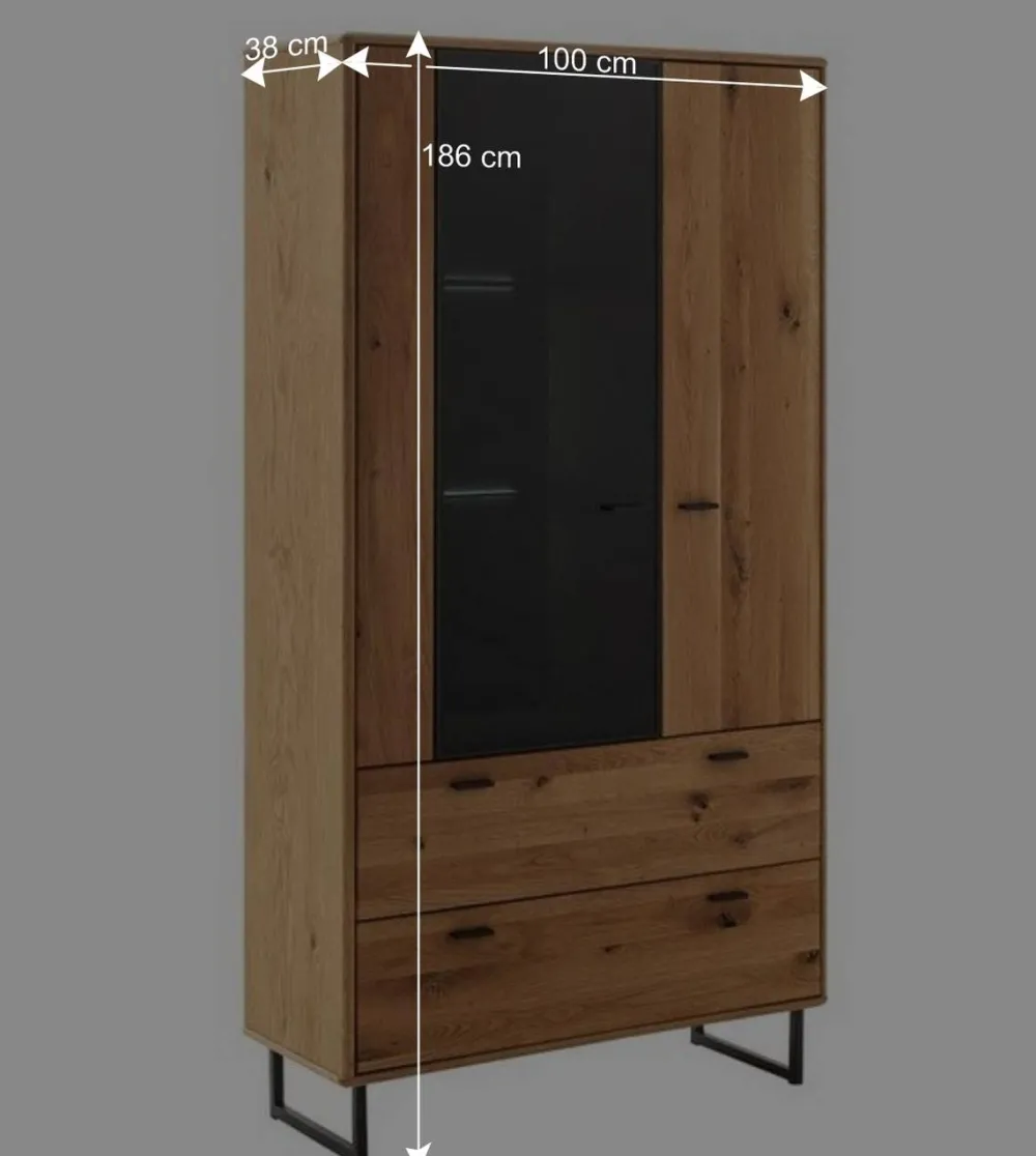 Wohnen Schränke<Wohnzimmerschrank mit Glas Einsatz - 100x186x38 - Flacona