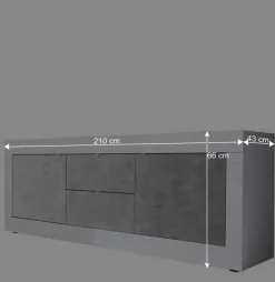 Wohnen Wohnwände<Wohnzimmerschränke in Beton Optik - Narandu (zweiteilig)