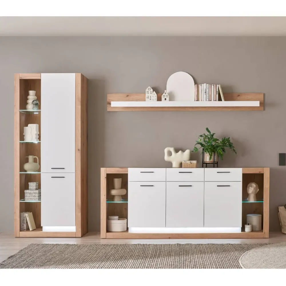 Wohnen Wohnwände<Wohnzimmerschränke und Wandboard Set - Adejano (dreiteilig)