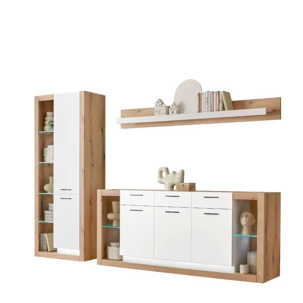 Wohnen Wohnwände<Wohnzimmerschränke und Wandboard Set - Adejano (dreiteilig)