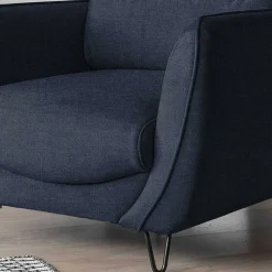 Wohnen Sessel<Wohnzimmersessel in Blaugrau Velours - Chiyom