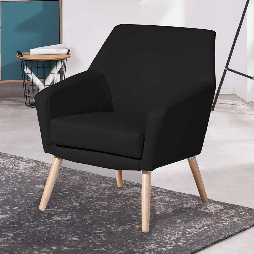 Wohnen Sessel<Wohnzimmersessel in Schwarz Kunstleder - Ciabeta