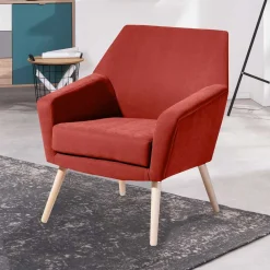 Wohnen Sessel<Wohnzimmersessel in Terracotta Velours - Emjada