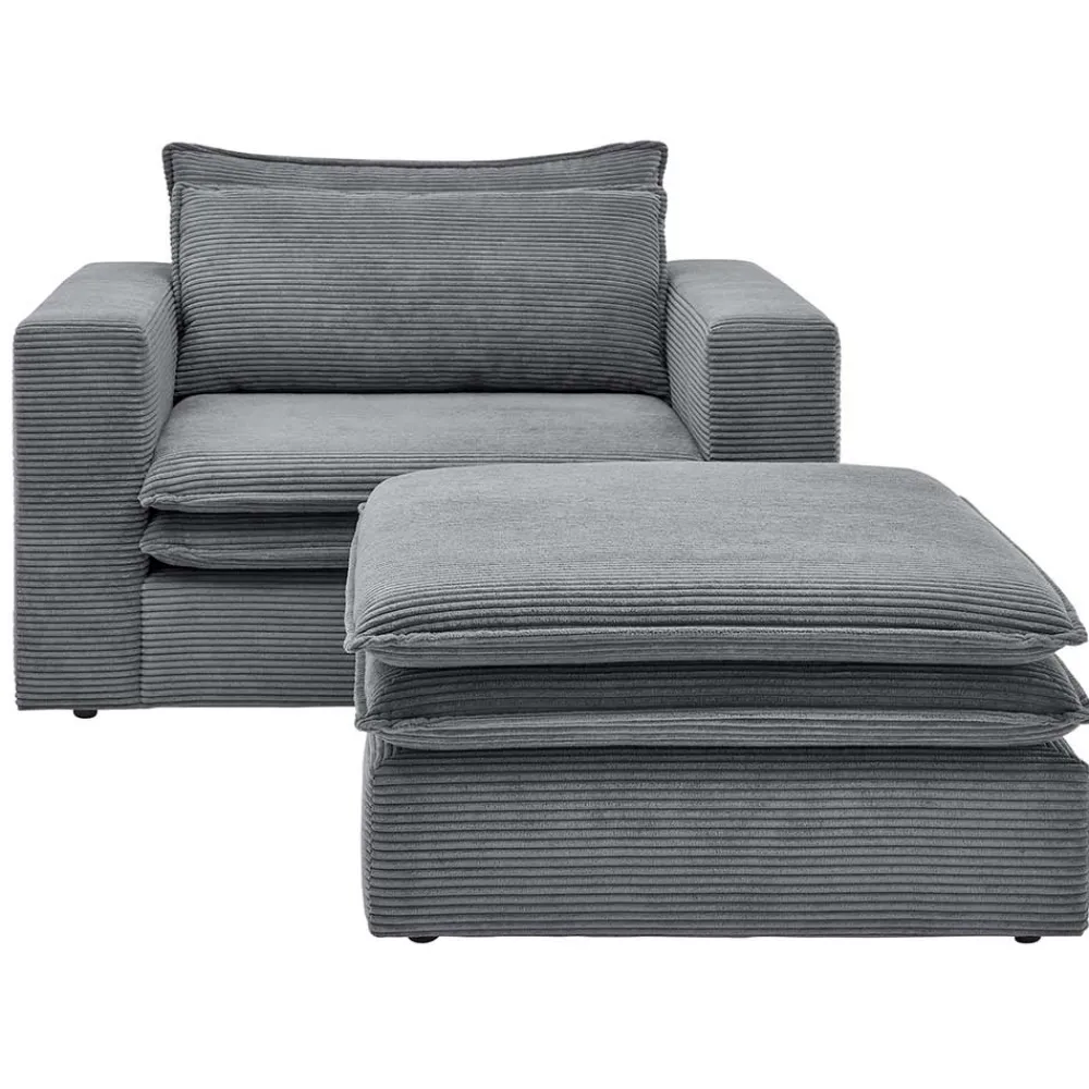 Wohnen Sessel<Wohnzimmersessel und Hocker Set - Ruffos (zweiteilig)