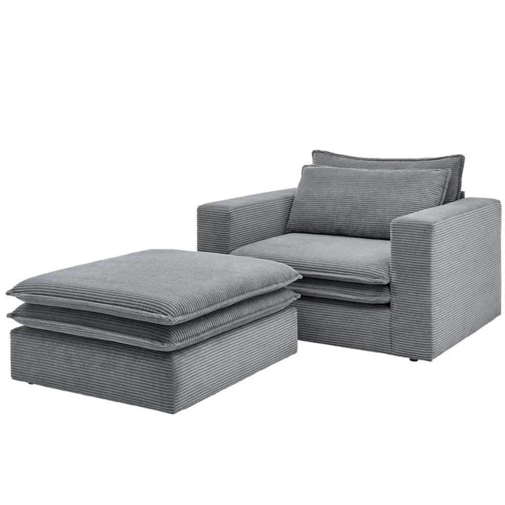 Wohnen Sessel<Wohnzimmersessel und Hocker Set - Ruffos (zweiteilig)