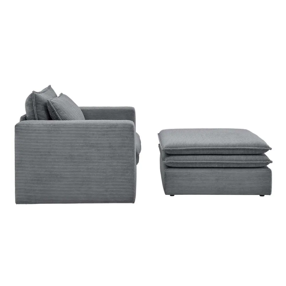 Wohnen Sessel<Wohnzimmersessel und Hocker Set - Ruffos (zweiteilig)