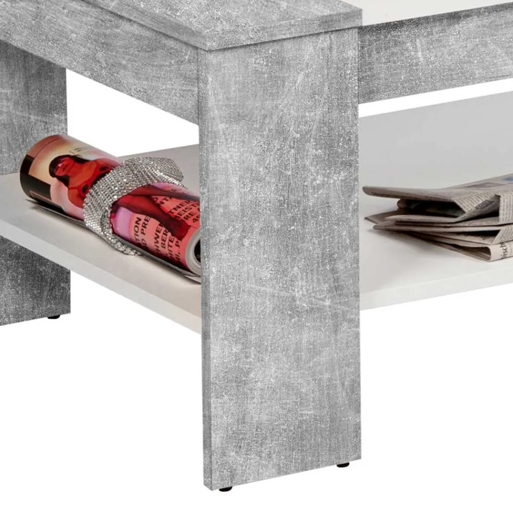 Wohnen Tische<Wohnzimmertisch mit Schublade & Ablage in Beton NB - Cadylica