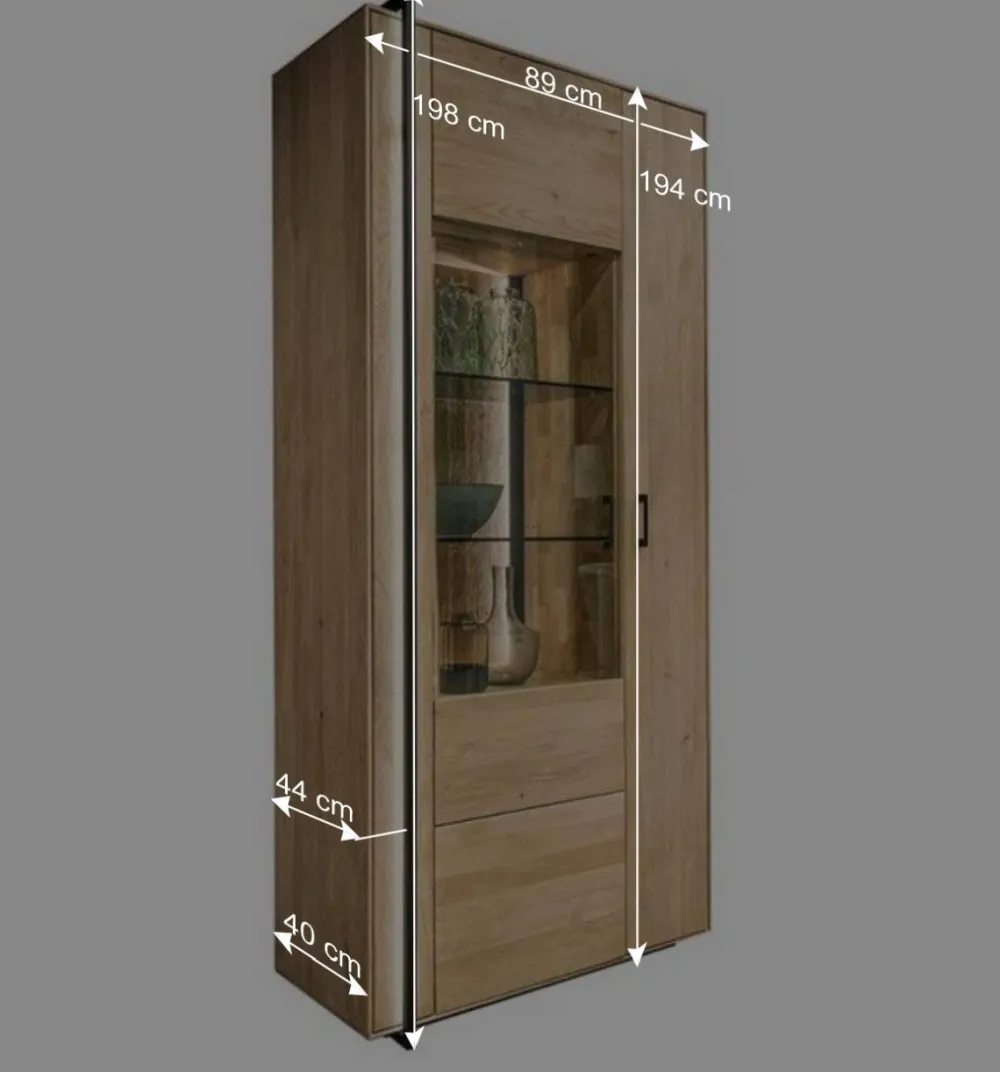 Wohnen Vitrinen<Wohnzimmervitrine aus Asteiche Massivholz - Clenza