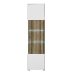 Wohnen Vitrinen<Wohnzimmer-Vitrine in Weiß und Wildeiche - Nenaloro