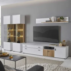 Wohnen Wohnwände<Wohnzimmervitrinen & TV Board & Regal Set - Nenaloro (vierteilig)