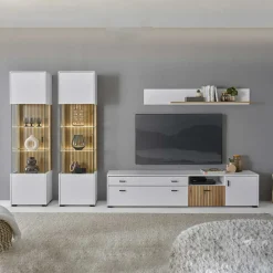 Wohnen Wohnwände<Wohnzimmervitrinen & TV Board & Regal Set - Nenaloro (vierteilig)
