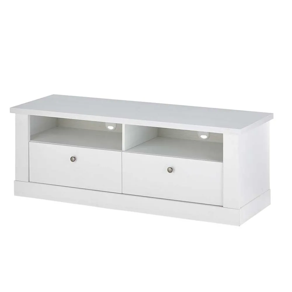 Wohnen Wohnwände<Wohnzimmerwohnwand in weißer Holzoptik Pinie - Liancos (vierteilig)
