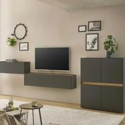 Wohnen Wohnwände<Wohnzimmer-Wohnwand Möbelset - Ahilav (dreiteilig)
