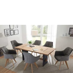 Wohnen Sitzgruppe<180x90 cm Esstisch & Tischsessel - Khawala (siebenteilig)