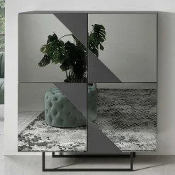 Wohnen Highboards<120x140 cm Highboard mit Spiegelglas in Rauchgrau - Razepta
