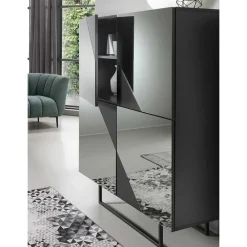Wohnen Highboards<120x140 cm Highboard mit Spiegelglas in Rauchgrau - Razepta