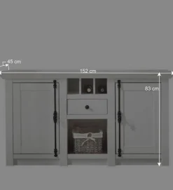 Wohnen Sideboards<152x83 cm Landhaus Anrichte in Weiß - Chelles