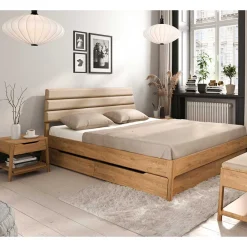 Wohnen Betten<140x200 Designbett aus Wildeiche - Puwa