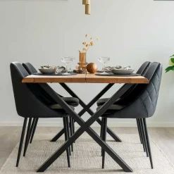 Wohnen Sitzgruppe<140x95 Esstisch & Polsterstühle - Georgetta (fünfteilig)