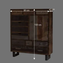 Wohnen Highboards<90x120 Highboard mit 11 Schubladen - Bahiro