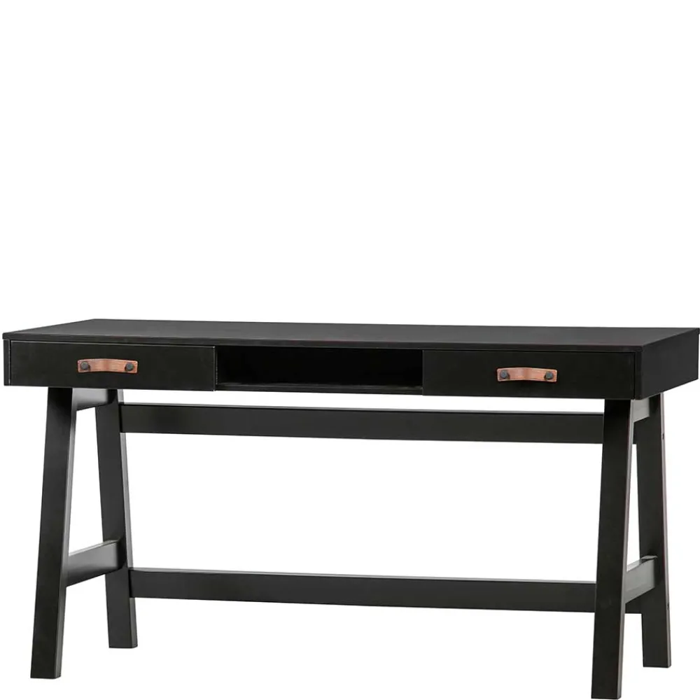 Wohnen Tische<140x62 Kiefernholz Schreibtisch in Schwarz - Ilvessino