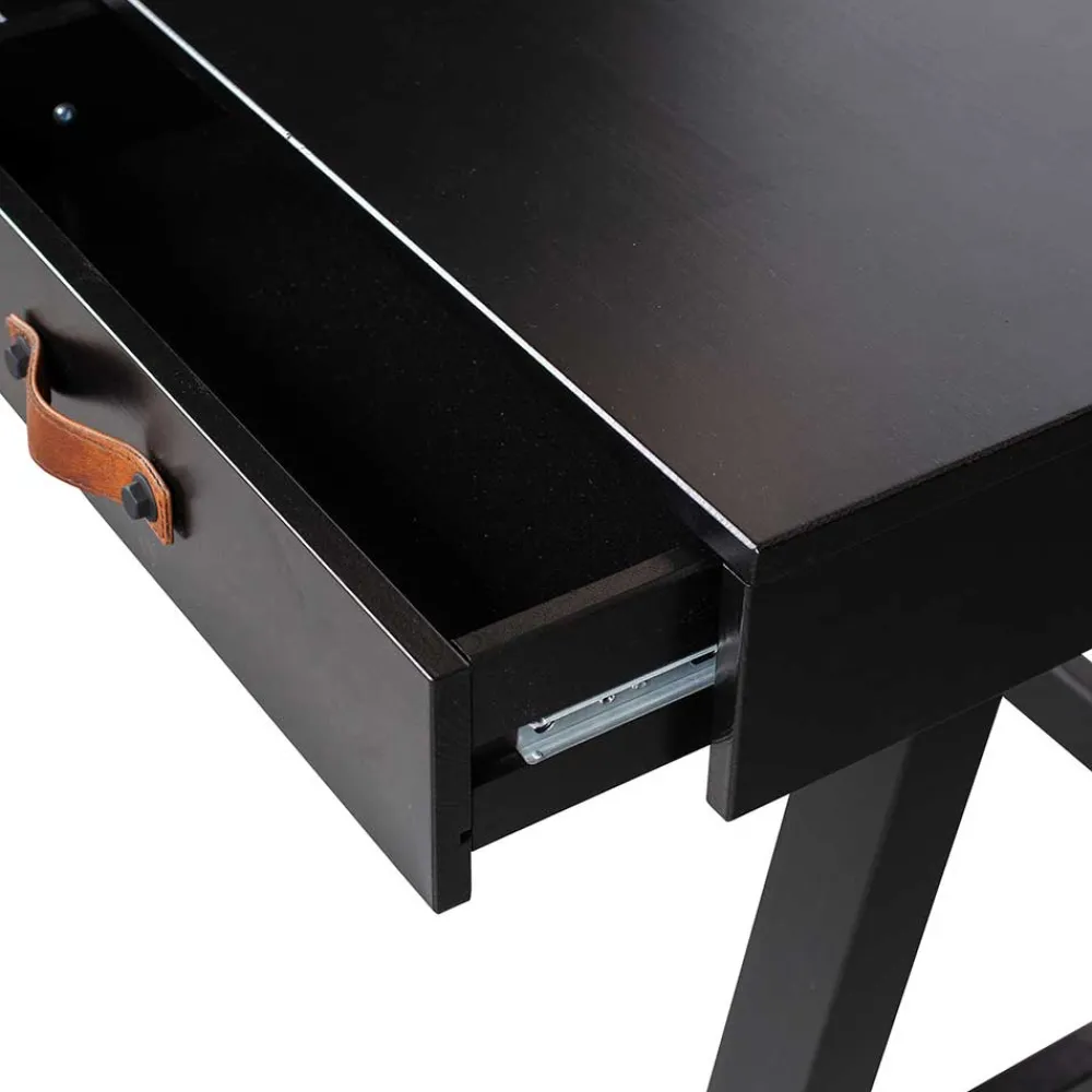 Wohnen Tische<140x62 Kiefernholz Schreibtisch in Schwarz - Ilvessino
