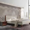 Wohnen Betten<140x200 Polsterbett in Beige und Nussbaum - Kyras