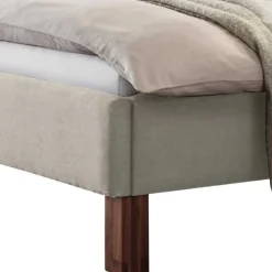 Wohnen Betten<140x200 Polsterbett in Beige und Nussbaum - Kyras